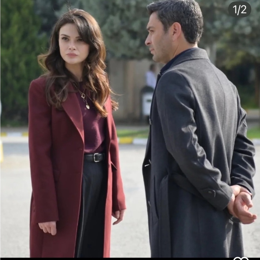 Zara Burgundy Long Coat Size Small - Picture 10 of 16